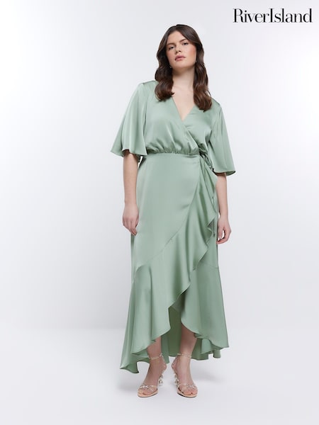 Зеленый - River Island Pink Waterfall Wrap Bridesmaid Dress (549564) | €28
