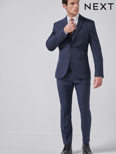 Navy Blue Slim Check Suit Jacket (549770) | €17