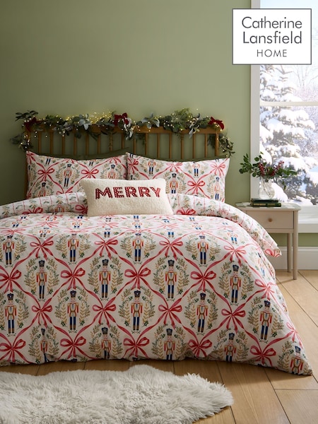 Catherine Lansfield Christmas Nutcracker Bows Duvet Cover And Pillowcase Set