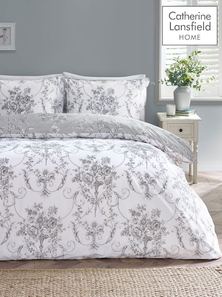 Catherine Lansfield Antoinette Damask Floral Reversible Duvet Cover Set