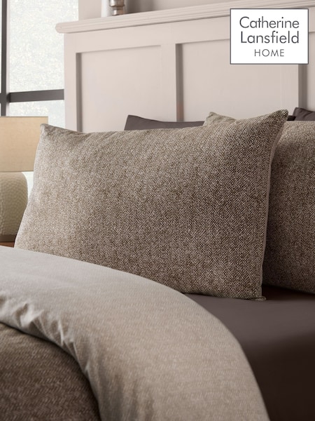 Catherine Lansfield Herringbone Brushed Cotton Duvet Cover And Pillowcase Set