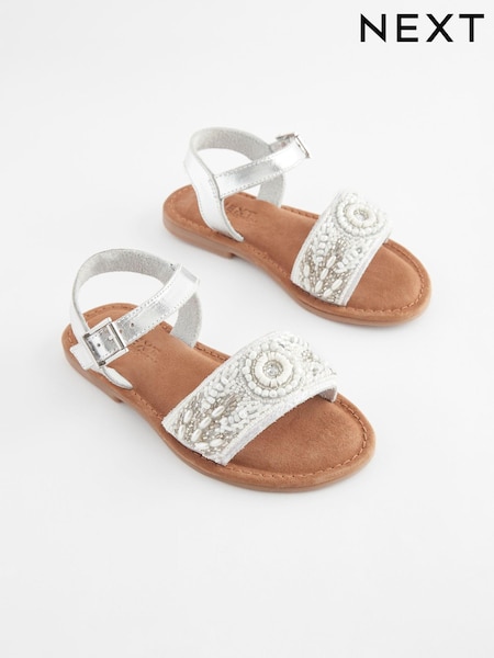 White Beaded Leather Occasion Sandals (550079) | € 10 - € 14