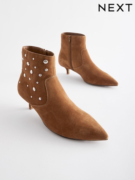 Tan Brown Forever Comfort® Stud Detail Ankle Boots (550130) | €24