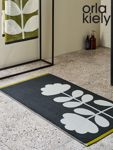 Orla Kiely Grey Cut Stem Moss 100% Cotton Bath Mat (550345) | €37