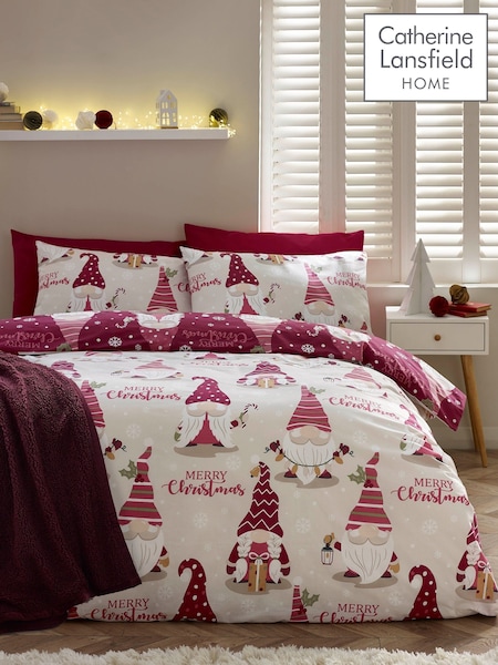 Catherine Lansfield Christmas Gonks Reversible Duvet Cover And Pillowcase Set