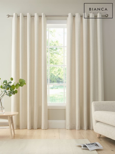 Bianca Chenille Stripe Lined Eyelet Curtains