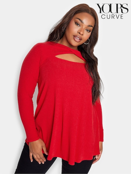 Red - Yours Curve Twist Front Rib Swing Top (550621) | 85 LEI
