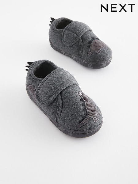 Grey Dino Touch Fastening Cupsole Print Slippers (550669) | AED23 - AED27