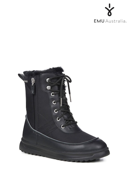 EMU Australia Black Waterproof Leather Mix Sheepskin Lined Snow Boots (550741) | €145