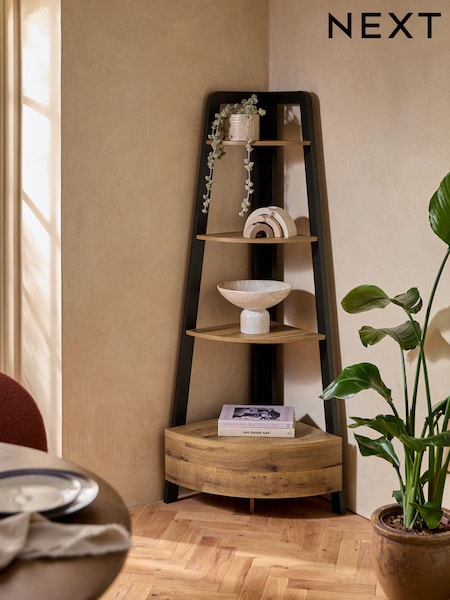 Dark Bronx Oak Effect Corner Ladder Shelf (550779) | €365