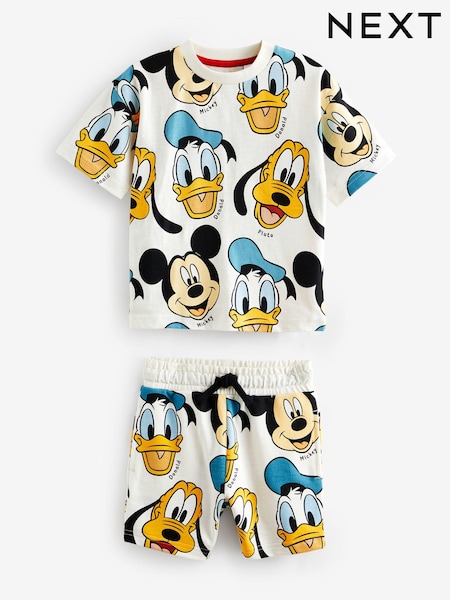 White Short Sleeve Mickey Donald T-Shirt & Shorts Set (3mths-8yrs) (550797) | €10 - €12.50