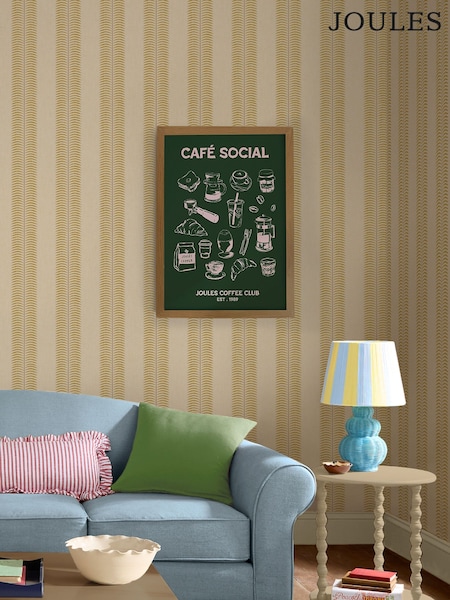 Joules 89 Breakfast Club Wood Mounted Framed Print Wall Art
