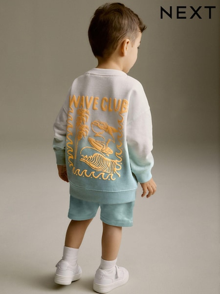 Svetlo modra barvana - Backprint 100% Cotton Sweatshirt and Shorts Set (3mths-7yrs) (551267) | € 16 - € 20