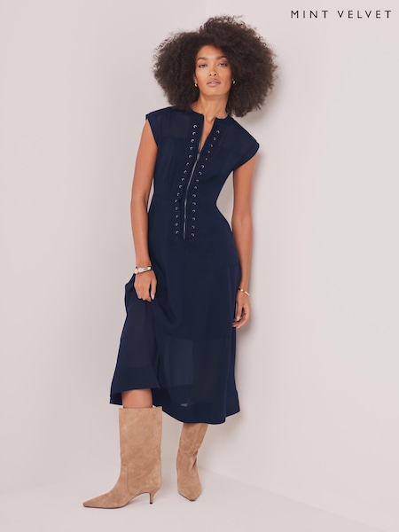 Blue - Mint Velvet Utility Midi Dress