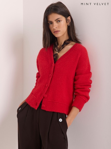 Red - Mint Velvet Textured Cardigan