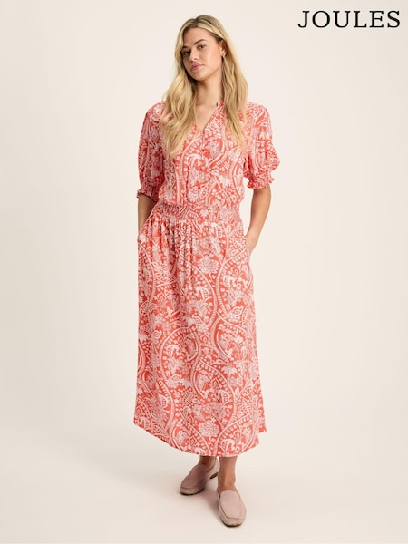 Joules Laurie Red Viscose Midi Dress (551533) | €50