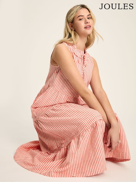 Joules Ophelia Red & White Sleeveless Tiered Dress (551663) | €48.50