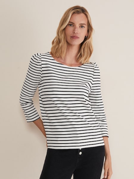 Phase Eight Black Orabella Striped Top (551803) | 136 QAR