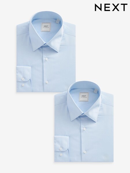 Blue Regular Fit 2 pack Easy Care Long Sleeve Single Cuff Shirts (552071) | €12