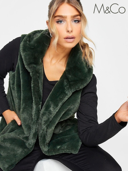 M&Co Green Plush Faux Fur Gilet (552169) | €38