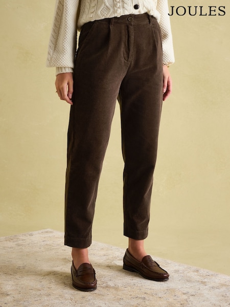 Joules Calla Dark Brown Corduroy Tapered Trousers (552416) | €79