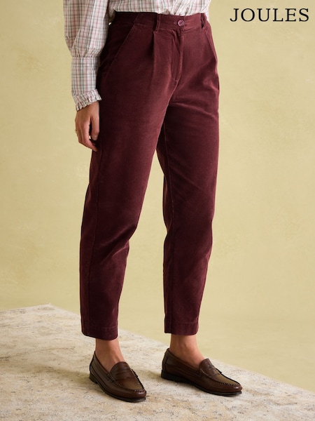 Joules Calla Burgundy Corduroy Tapered Trousers (552425) | €41.50