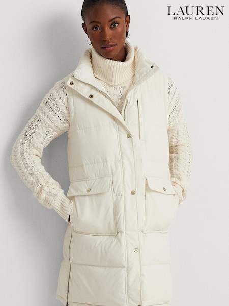Lauren Ralph Lauren Cream Quilted Mockneck Down Puffer Gilet (552606) | €108