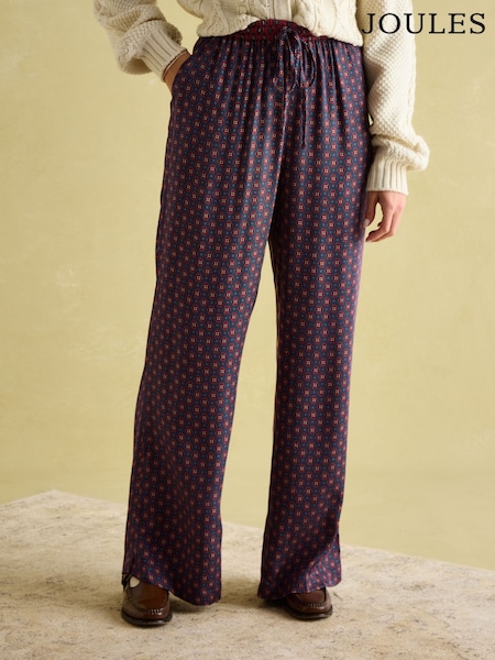Joules Red & Navy Satin Wide Leg Trousers (552614) | €27.50