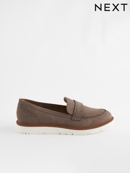 Neutral Brown Regular/Wide Fit Forever Comfort® Brogue Detail Chunky Sole Loafers (552872) | €9
