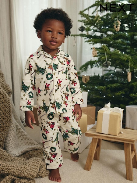 Green/Ecru Cream Grinch Single Button Through 100% Cotton Christmas Pyjamas (9mths-12yrs) (553493) | €16 - €21