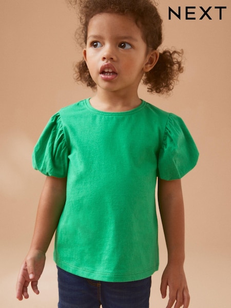 Green Puff Short Sleeve 100% Cotton T-Shirt (3mths-7yrs) (553540) | €3 - €4