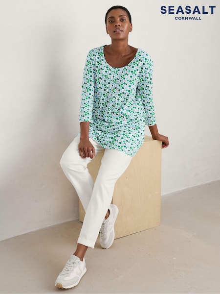 Seasalt Cornwall White Three Quarter Sleeve Busy Lizzy Tunic (553777) | €31