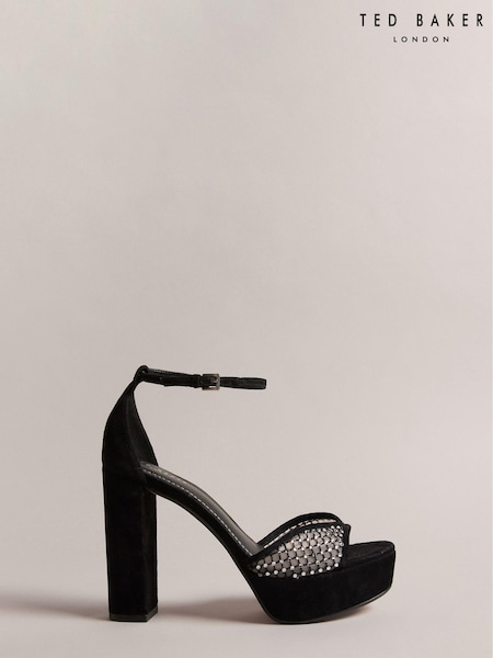 Ted Baker Black Bexins Crystal Mesh 100mm Platform Sandals (553802) | €95