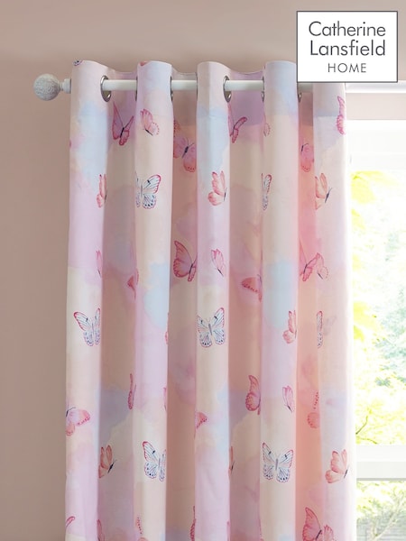 Catherine Lansfield Ombre Butterflies Fully Reversible Eyelet Curtains