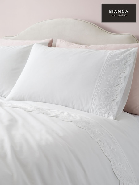 Bianca Elise Lace Cotton Duvet Cover And Pillowcase Set