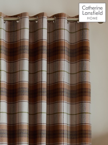 Catherine Lansfield Brushed Glencoe Check Woven Thermal Eyelet Door Curtain Panel