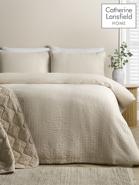 Catherine Lansfield Stripe Seersucker Duvet Cover And Pillowcase Set