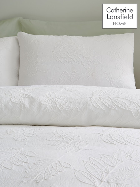 Catherine Lansfield Jacquard Leaves Duvet Cover And Pillowcase Set