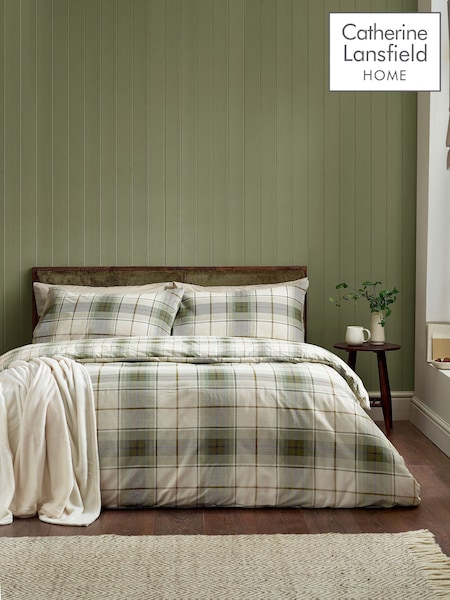 Catherine Lansfield Troon Check Brushed Cotton Duvet Cover And Pillowcase Set