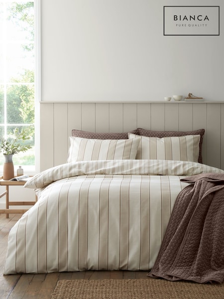 Bianca Regal Stripe Brushed Cotton Duvet Cover And Pillowcase Set