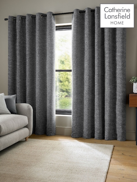 Catherine Lansfield Chunky Boucle Thermal Lined Eyelet Curtains