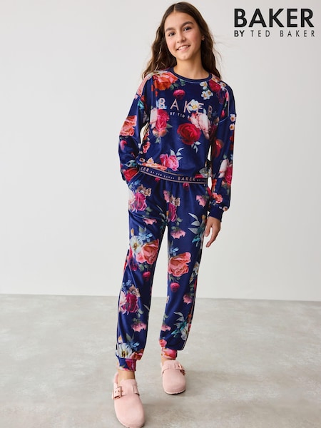 Baker by Ted Baker Navy Floral Cosy Fleece Pyjamas Set (554677) | €23 - €28