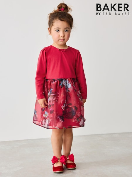 Baker by Ted Baker Red Organza Skirt Bow Detail Dress (554740) | 189 QAR - 216 QAR