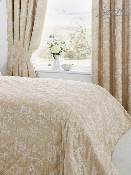Serene Gold Jasmine Floral Jacquard Quilted Bedspread (554813) | € 86