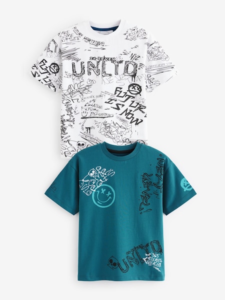 Zelenomodra/bela grafiti - Graphic Short Sleeve T-Shirts 2 Pack (3-16yrs) (555090) | € 13 - € 18