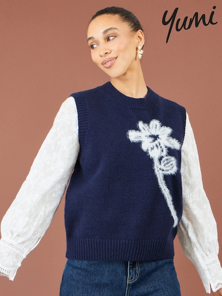 Azul - Yumi Knitted Flower Sleeveless Jumper Vest