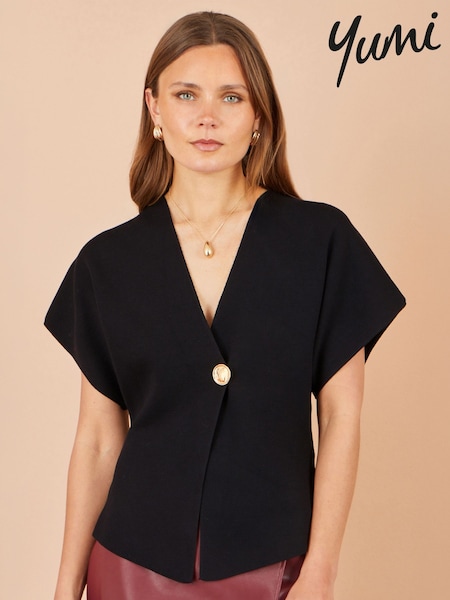 Black - Yumi Kimono Cardigan With Button