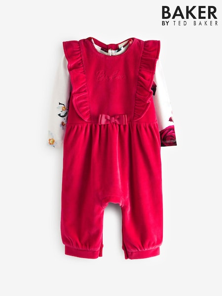 Baker by Ted Baker Red Floral Frill Dungaree Set (555262) | €33 - €36