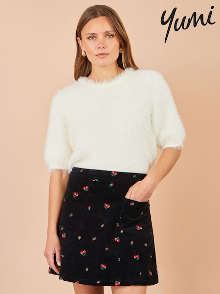 Чорний - Yumi Embroidered Cord Mini Skirt