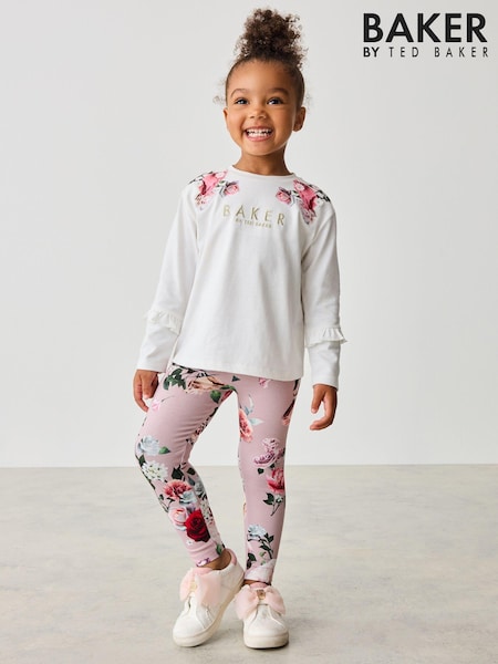 Baker by Ted Baker Neutral Floral Print Top And Leggings Set (555560) | €26 - €31